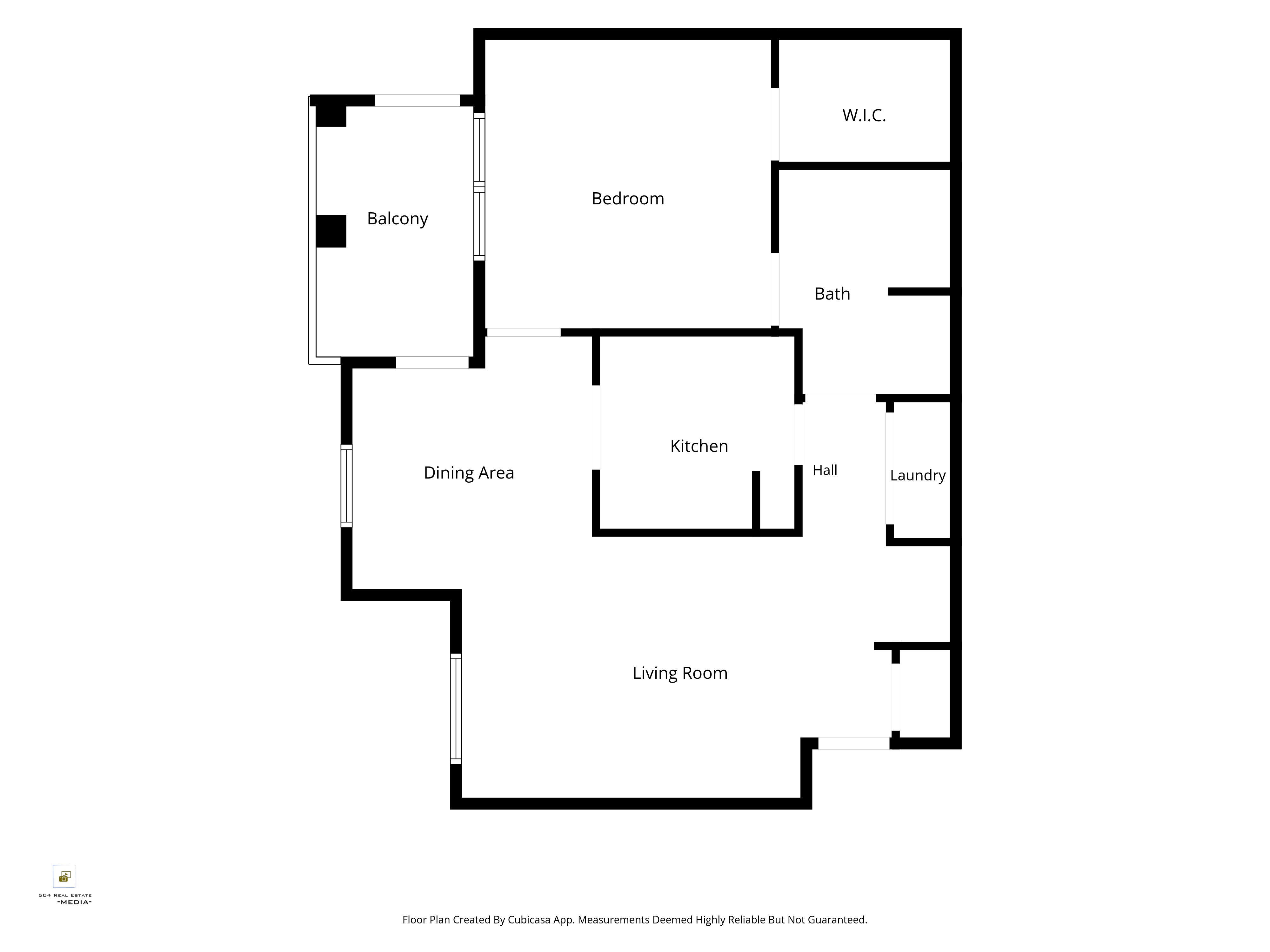 A1M one bedroom, one bath floor plan, 800 square feet